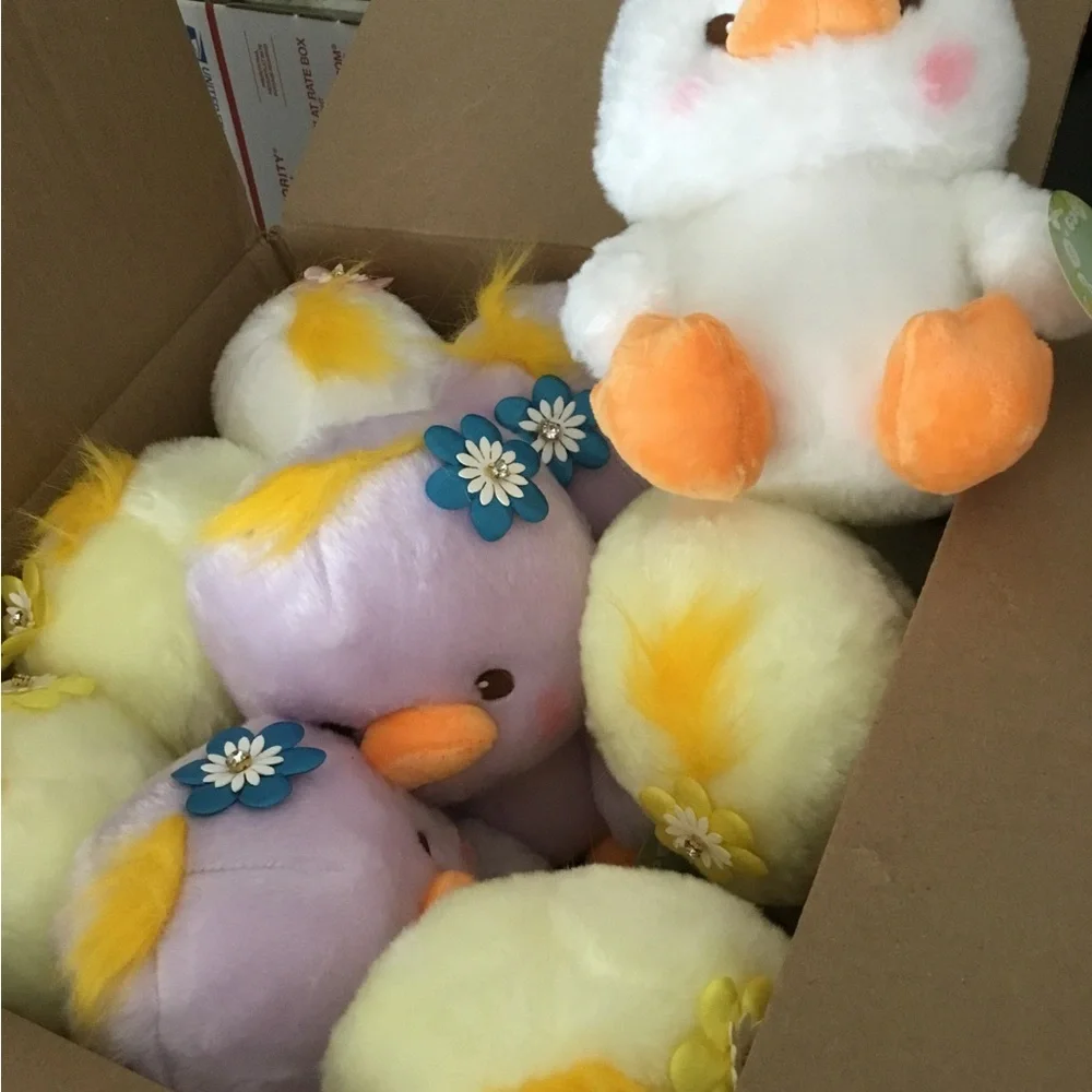 Plush White & Orange Duck Toy purple white and yellow winner’s choice